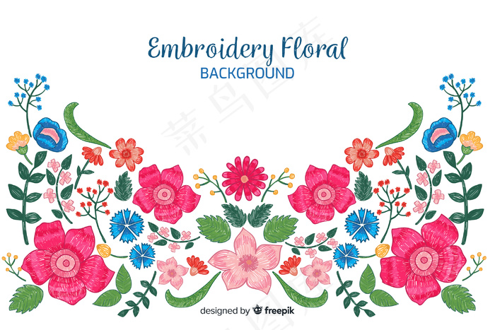 彩色刺绣花卉背景