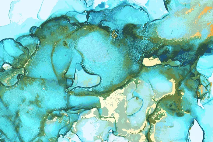 蓝、绿、金抽象石质大理石纹理采用醇墨技法搭配闪光。eps,ai矢量模版下载