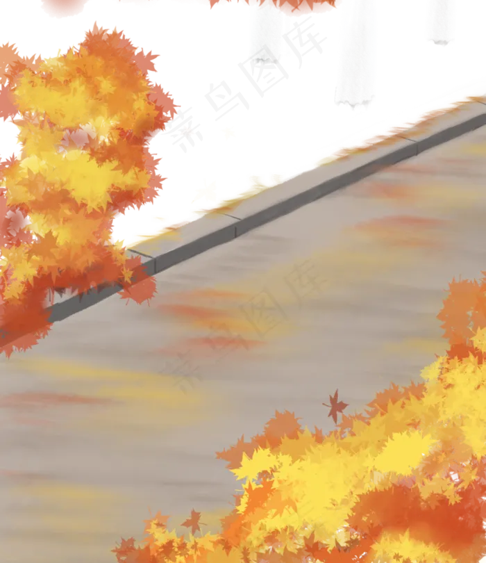 手绘秋天风景下载(3545X4103(DPI:300))psd模版下载