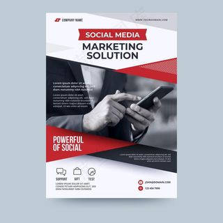社交媒体营销解决方案商务宣传单,DM传单模板