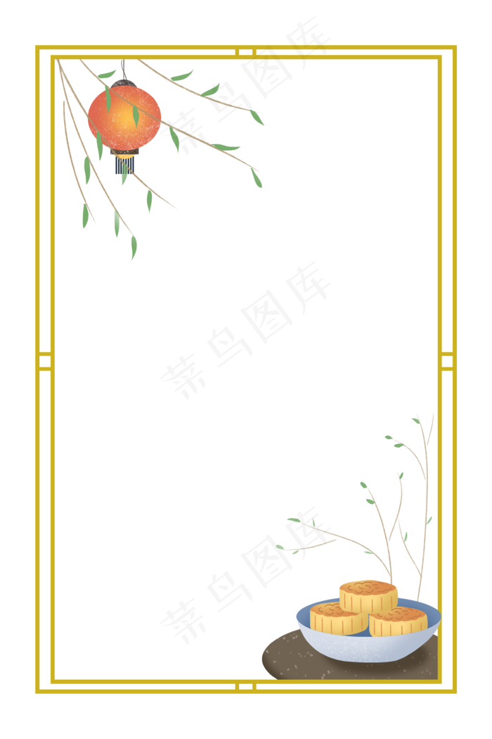 中秋节节日中秋佳节月饼灯笼柳树