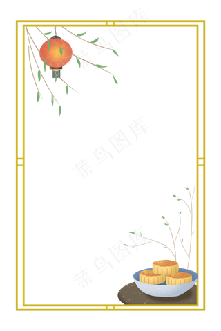 中秋节节日中秋佳节月饼灯笼柳树