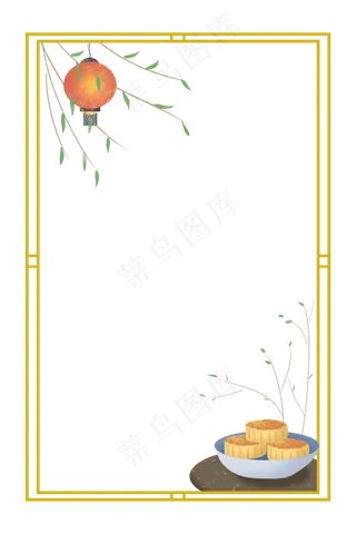 中秋节节日中秋佳节月饼灯笼柳树