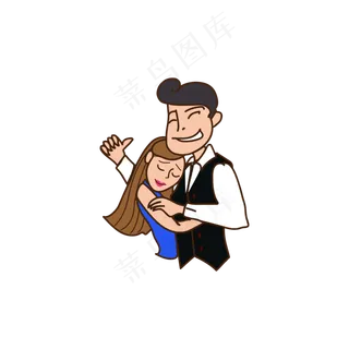 七夕情人节情侣拥抱矢量图