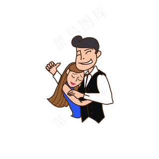 七夕情人节情侣拥抱矢量图