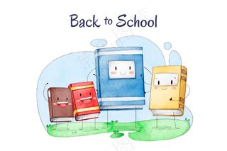 水彩背景回到学校