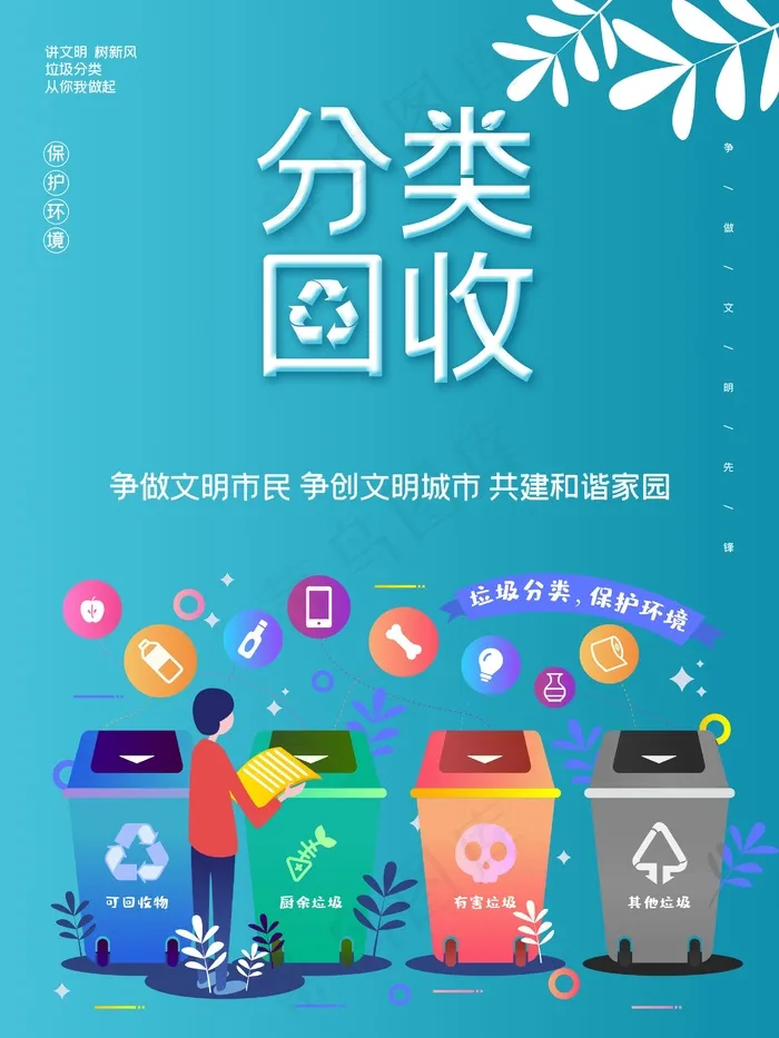 垃圾分类设计展板psd模版下载