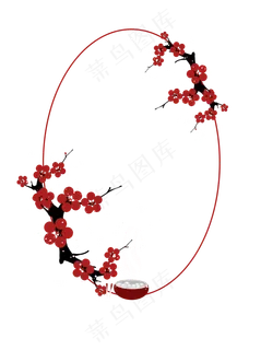 古风梅花冬至边框png免抠