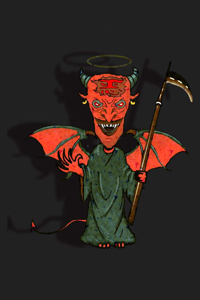 黑色简约万圣节恶魔插图