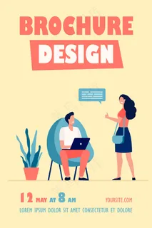 在笔记本电脑宣传单,DM传单模板上工作的男人