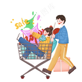 购物节推购物车购物的情侣