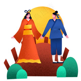 七夕手拉手情侣