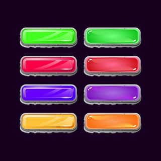 一套游戏ui石头钻石和果冻彩色按钮的gui资产元素