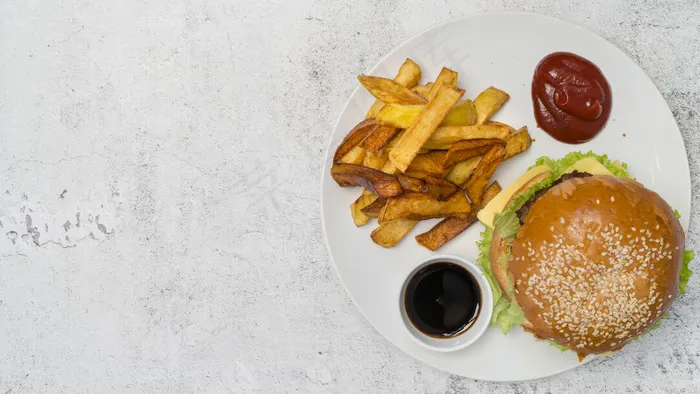 带复印空间的顶视图快餐盘