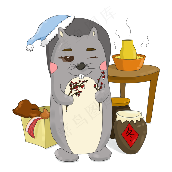 立冬高级灰动物拾柴(2000X2000(DPI:300))psd模版下载