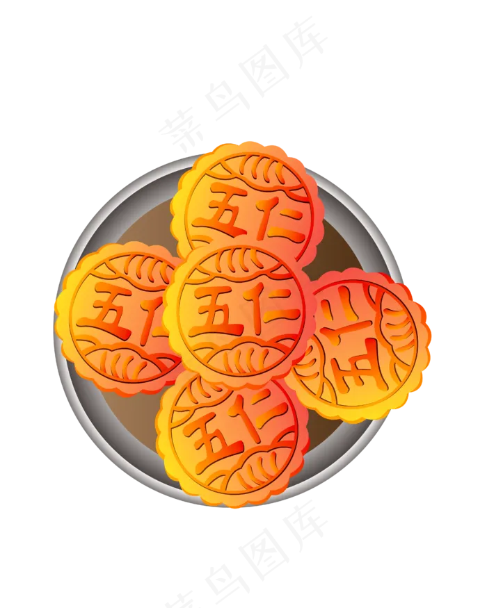 一盘中秋月饼(2000X2000(DPI:300))ai矢量模版下载