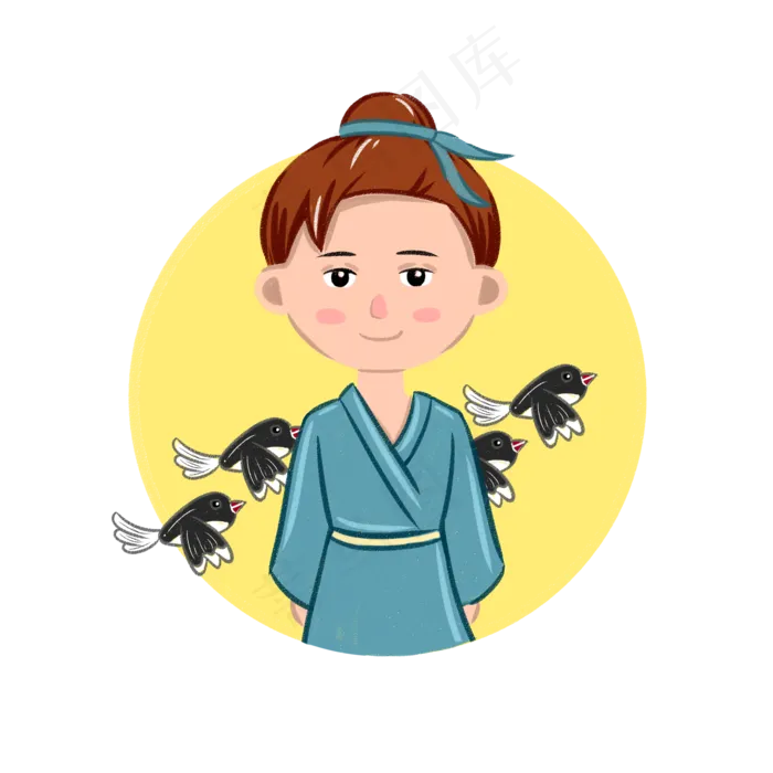 七夕节浪漫圆月牛郎(2000X2000(DPI:299))psd模版下载