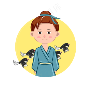 七夕节浪漫圆月牛郎