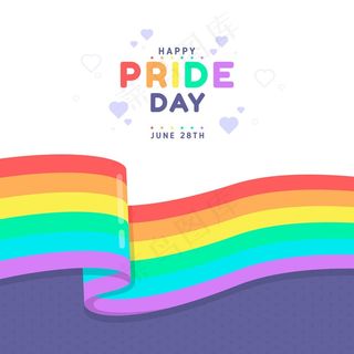 骄傲日旗帜banner丝带背景