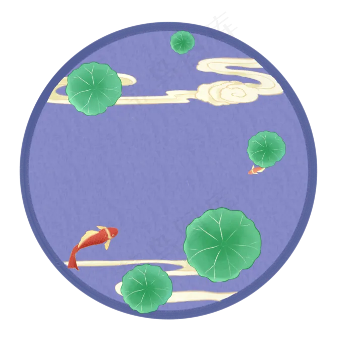 新年国风锦鲤荷边框(2050X2050(DPI:299))psd模版下载