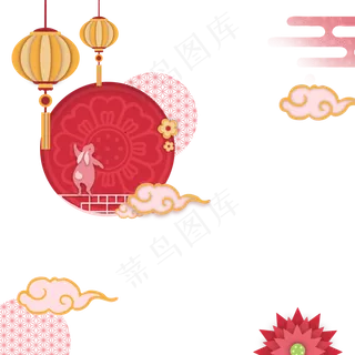 中秋红色灯笼剪纸风