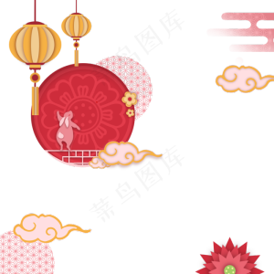 中秋红色灯笼剪纸风