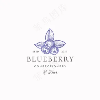 蓝莓糖果抽象标志，符号或标志模板。