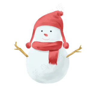 卡通手绘的冬季雪人