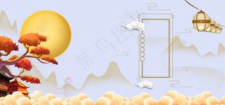 复古简约中秋节日邀请图