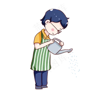 手绘卡通教师节园丁浇水