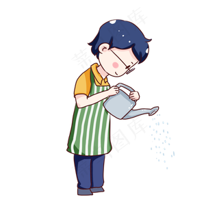 手绘卡通教师节园丁浇水