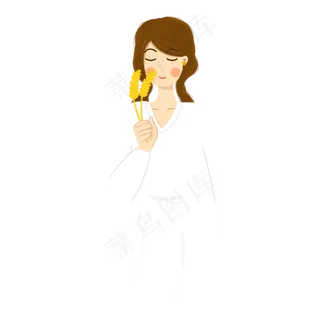 手绘小清新金秋秋季粮食丰收女孩