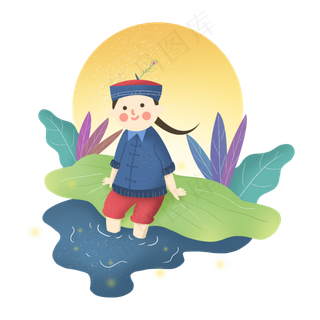 中元节僵尸百鬼节荷叶月亮