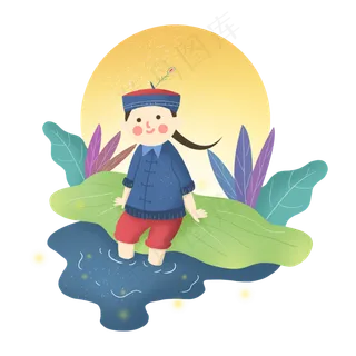 中元节僵尸百鬼节荷叶月亮