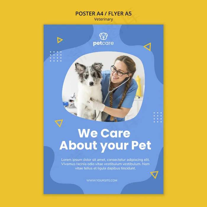 女兽医和可爱的狗兽医海报模板psd模版下载