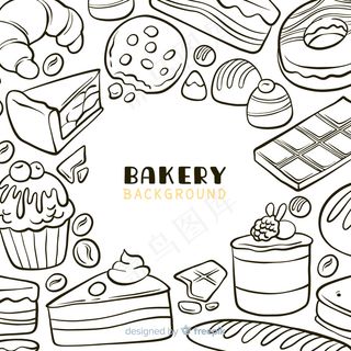 手绘烘焙食品背景