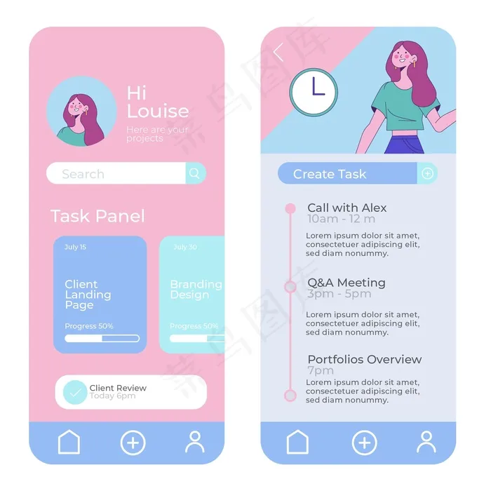 任务管理应用程序概念eps,ai矢量模版下载