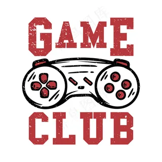 T恤设计游戏俱乐部与游戏垫复古插图