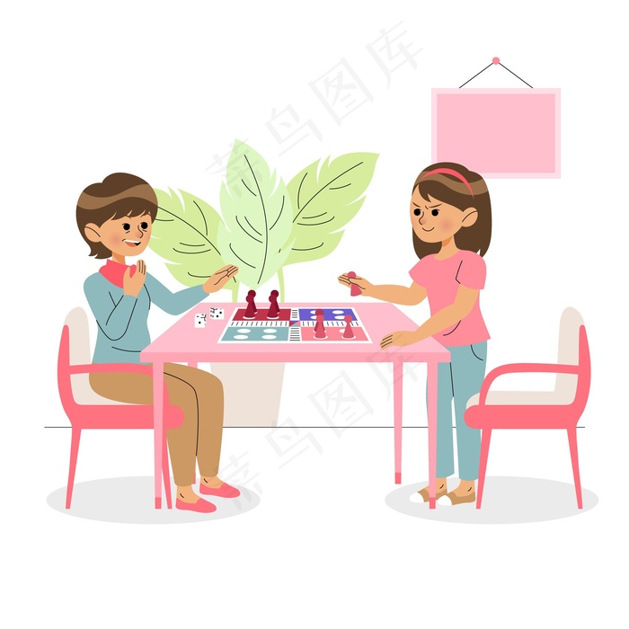 女人玩 卢多游戏eps,ai矢量模版下载