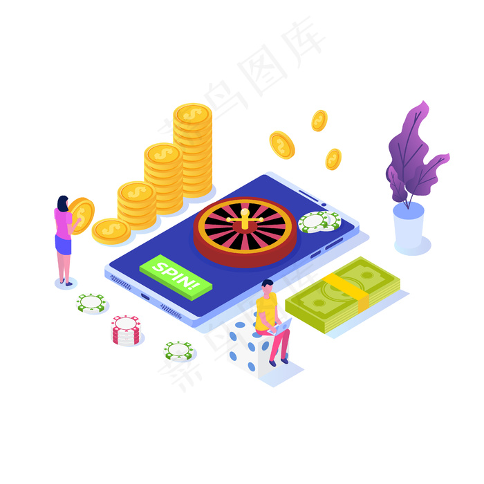 在线赌场、在线赌博、游戏应用程序app等轴测图