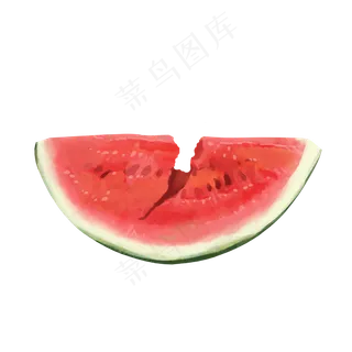 一块裂开的西瓜写实手绘