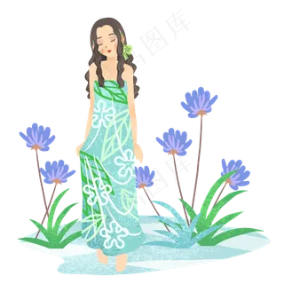 立夏女孩和小花