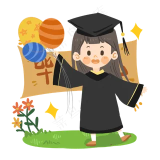 卡通女生毕业典礼PNG素材
