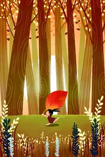 卡通手绘风立秋节气配图