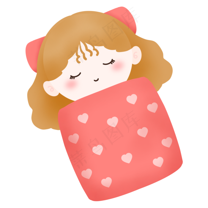 卡通人物可爱睡觉小女孩