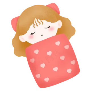 卡通人物可爱睡觉小女孩