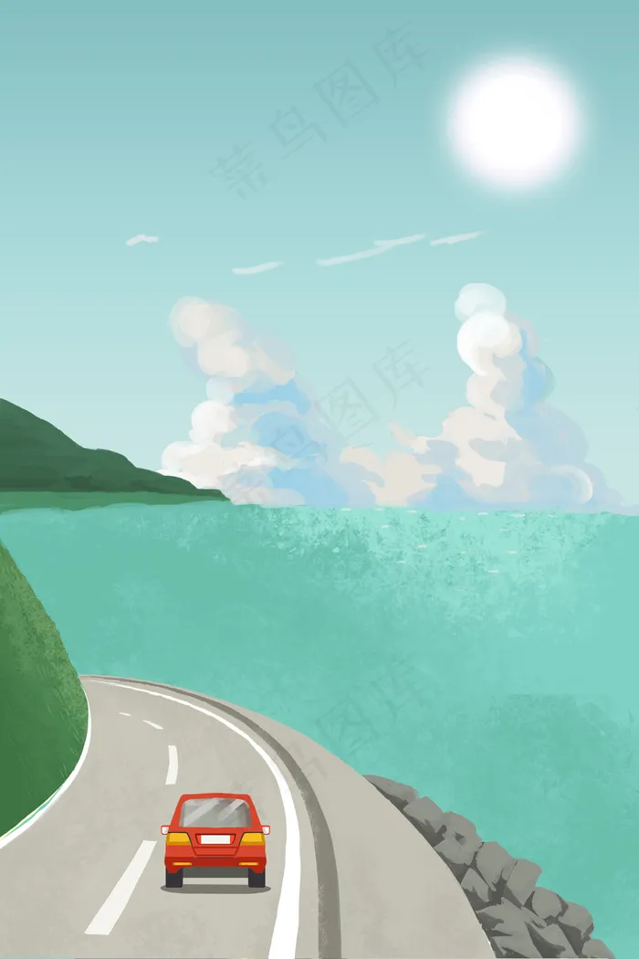 夏日在的沿海公路上兜兜风(3545*5315px 300 dpi )psd模版下载
