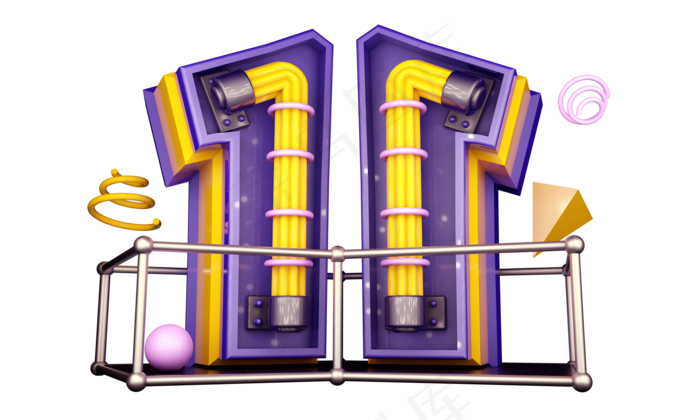 双十一3D字体设计(2000X1200(DPI:72))psd模版下载