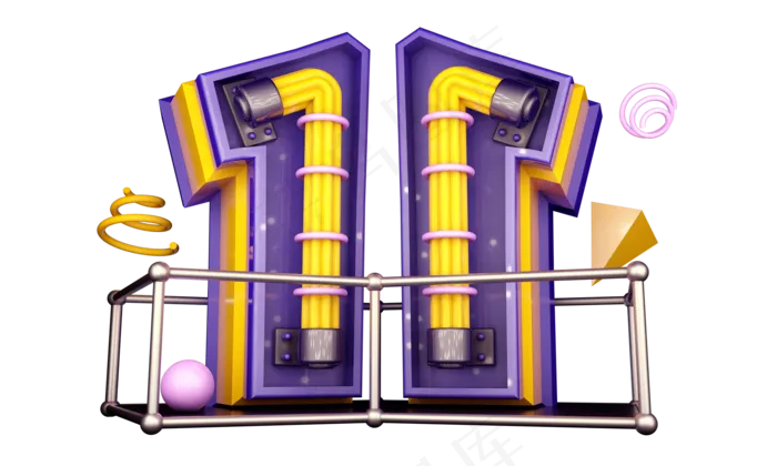 双十一3D字体设计(2000X1200(DPI:72))psd模版下载