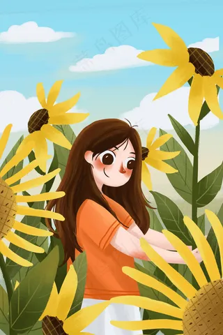 春天春季女孩花海花季少女花卉温馨唯美